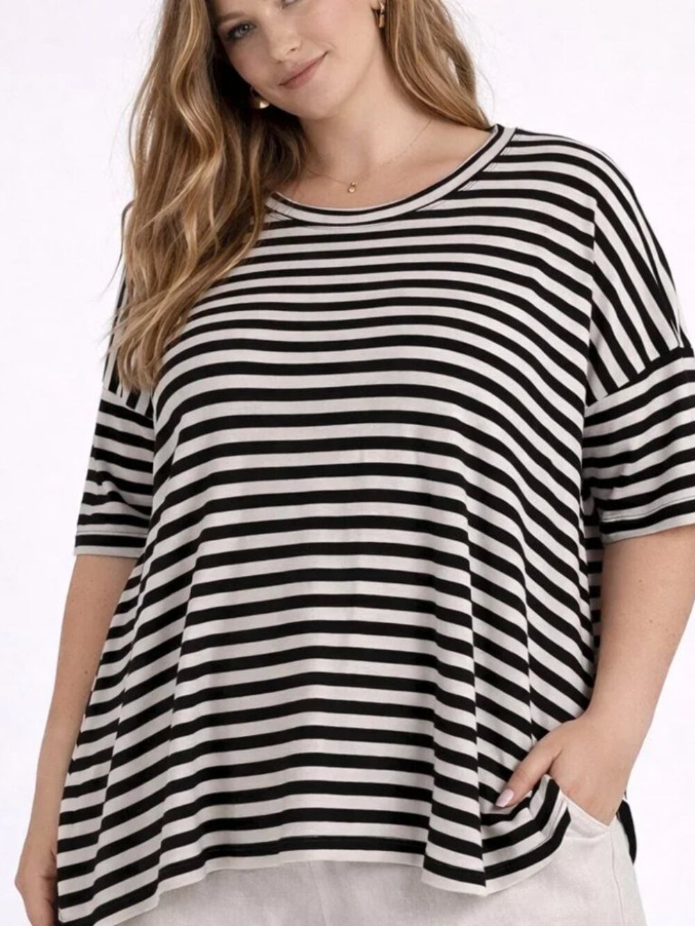 By Basics Organic Cotton Striped Tee | XXL